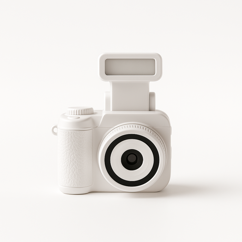 RetroPixie Cam – compact vintage-style digital camera with built-in lo-fi filter, soft pastel body, and one-click capture button, designed for aesthetic photography and everyday creative use.