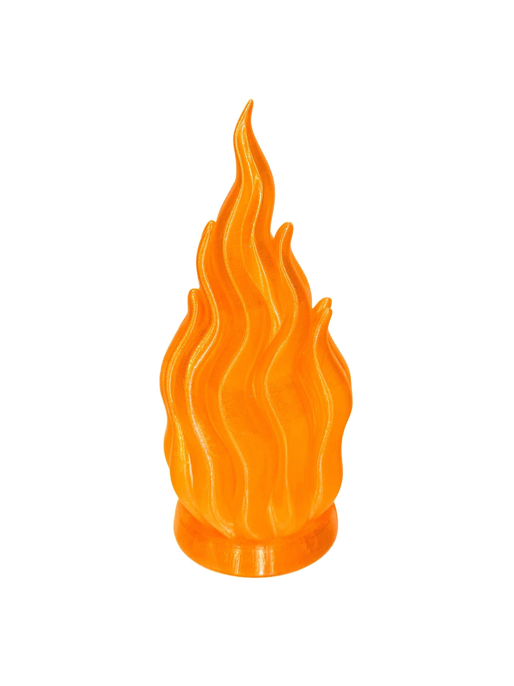 3D Printed Fire LED Lamp – Glowing Flame Night Light in Translucent PETG (Anime or Realistic Design)