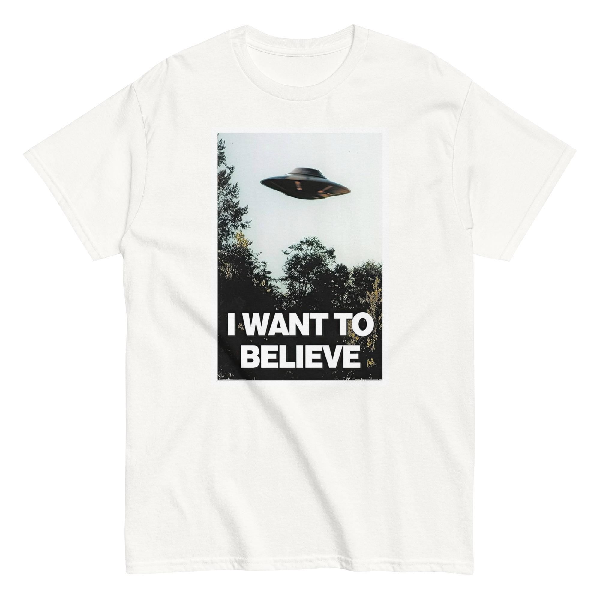 I Want to Believe T-Shirt — UFO Alien Graphic Tee | Retro X-Files Inspired Streetwear | Vintage Sci-Fi Design Printed in Tokyo