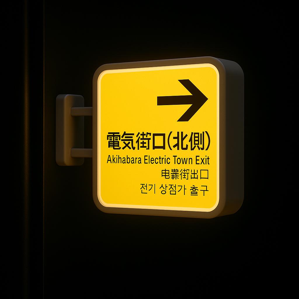 Akihabara Electric Town Exit Lightbox Magnet | Funny Japanese Train Sign | NEW Release Otaku Souvenir
