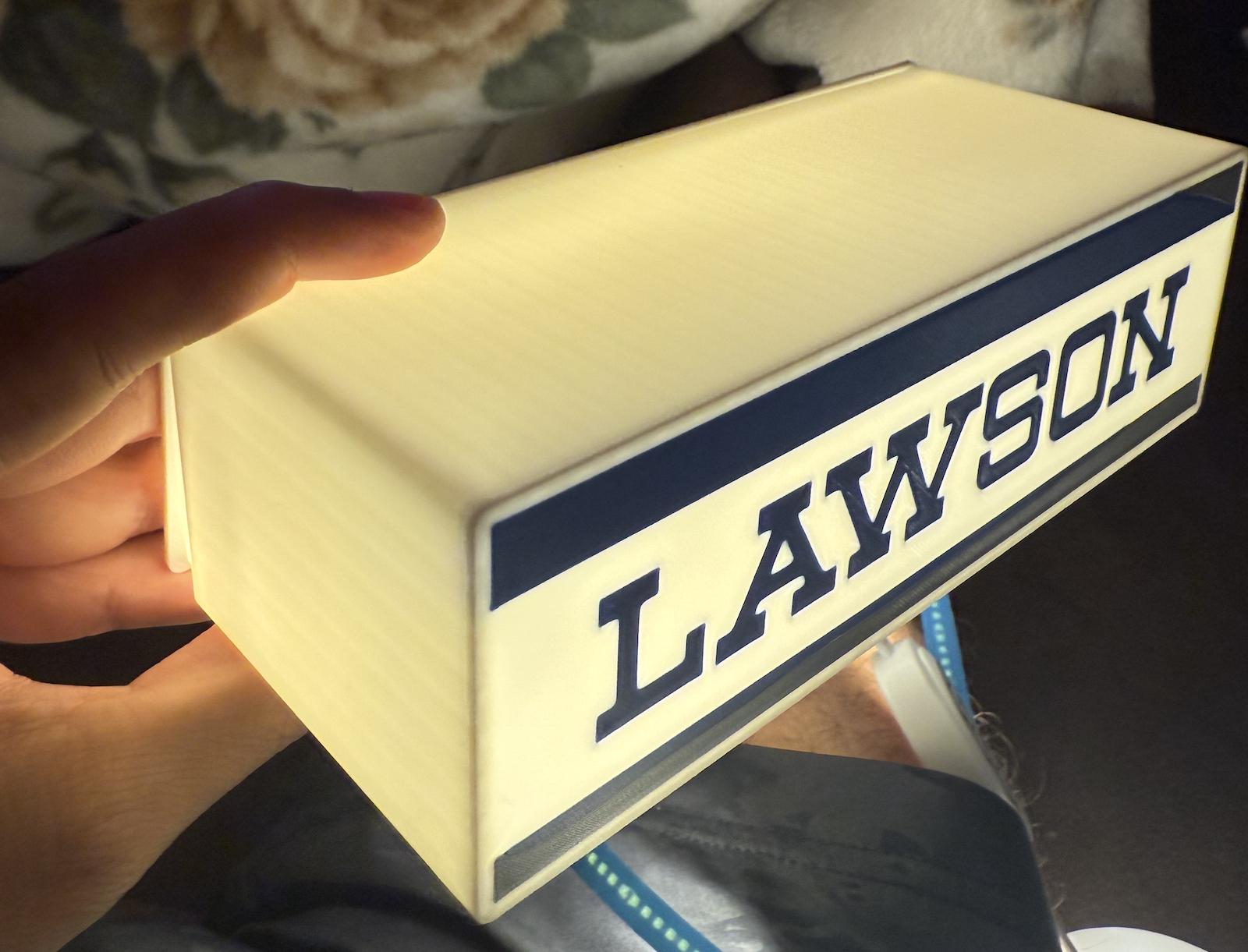 Lawson Lightbox | Retro Japanese LED Sign | USB Rechargeable Night Light | Tokyo Convenience Store Decor | 3D Printed Japan Gift