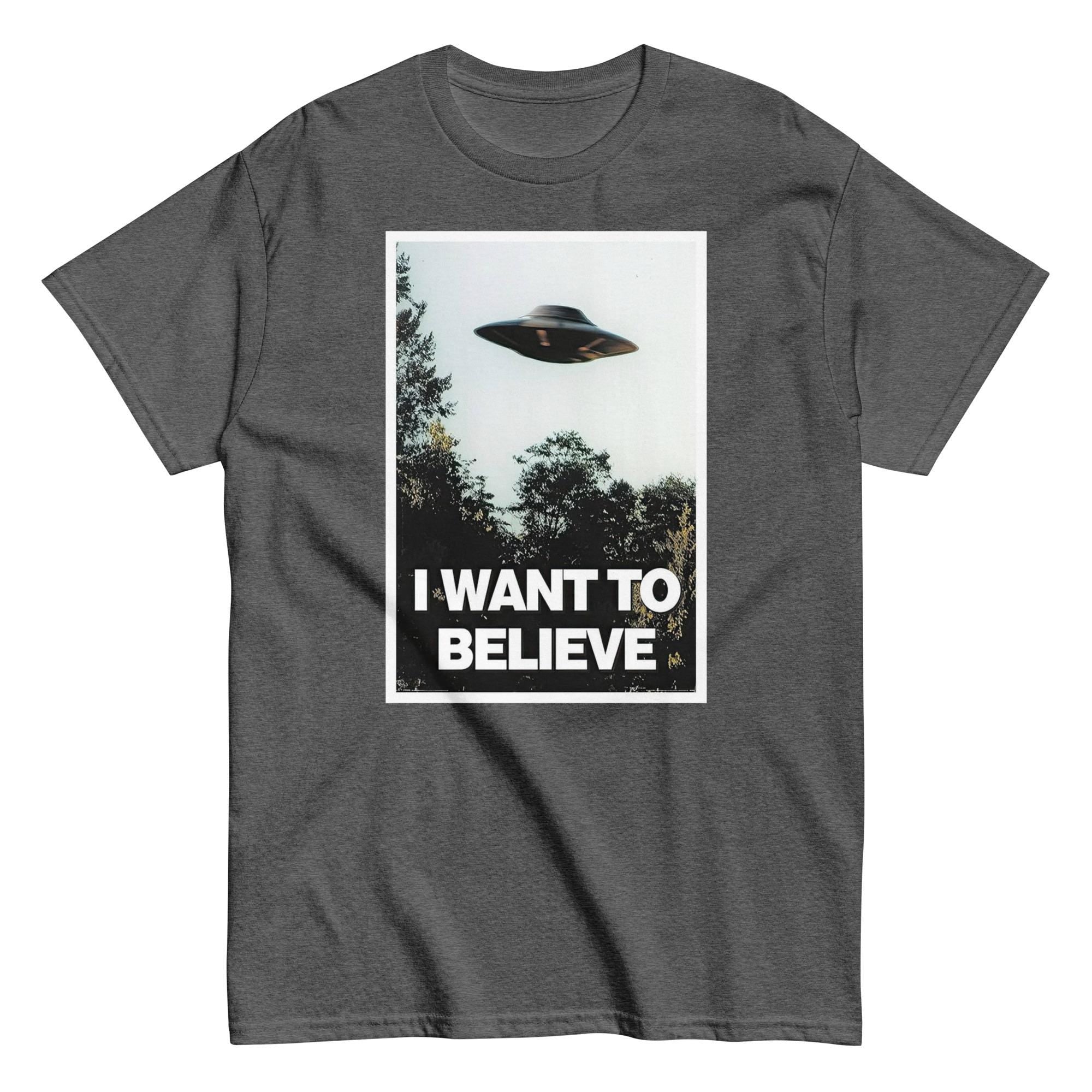 I Want to Believe T-Shirt — UFO Alien Graphic Tee | Retro X-Files Inspired Streetwear | Vintage Sci-Fi Design Printed in Tokyo