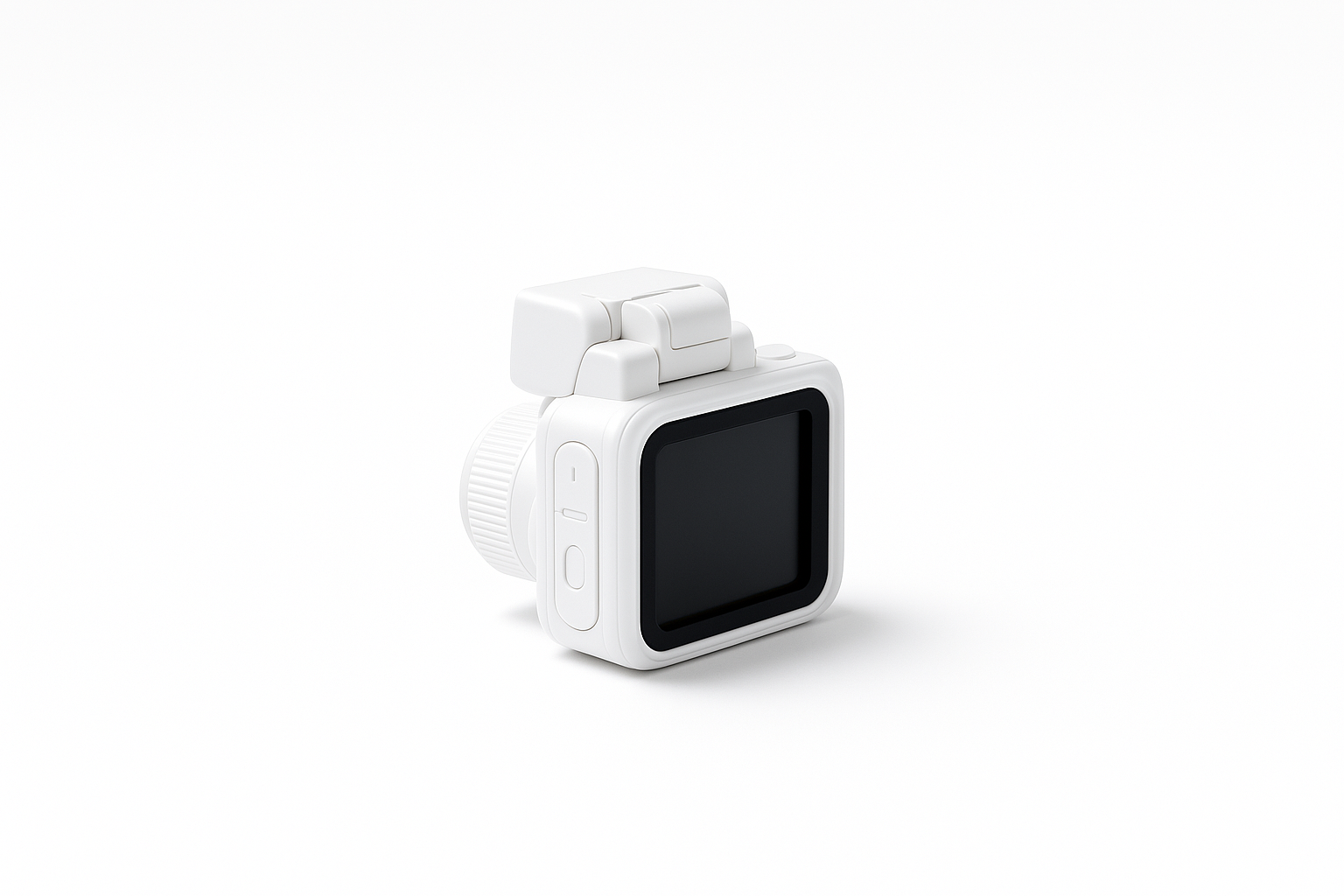 white retro digital camera with LCD screen