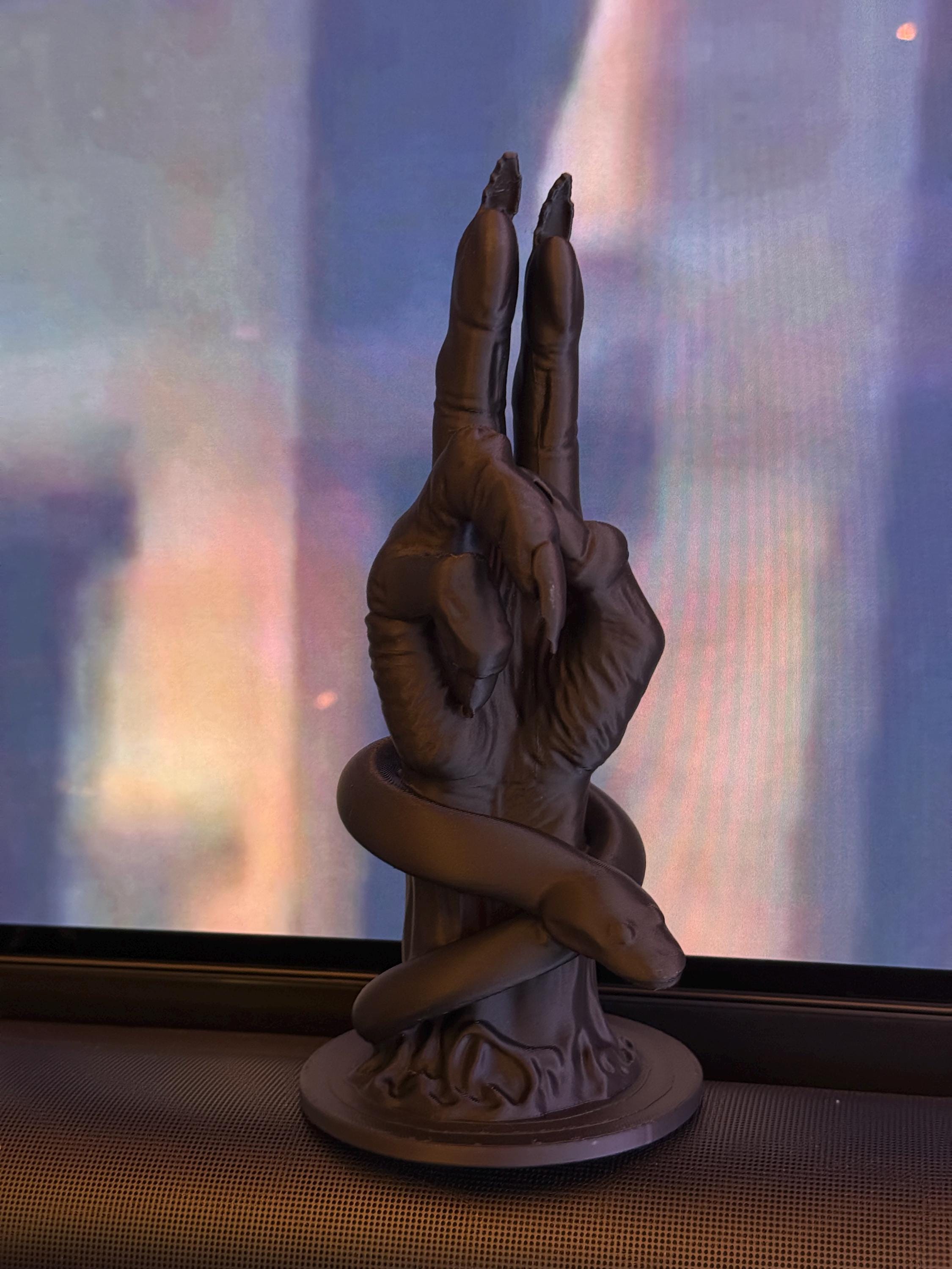Baphomet Hand Statue with Serpent – Occult Home Decor | 3D Printed in Tokyo