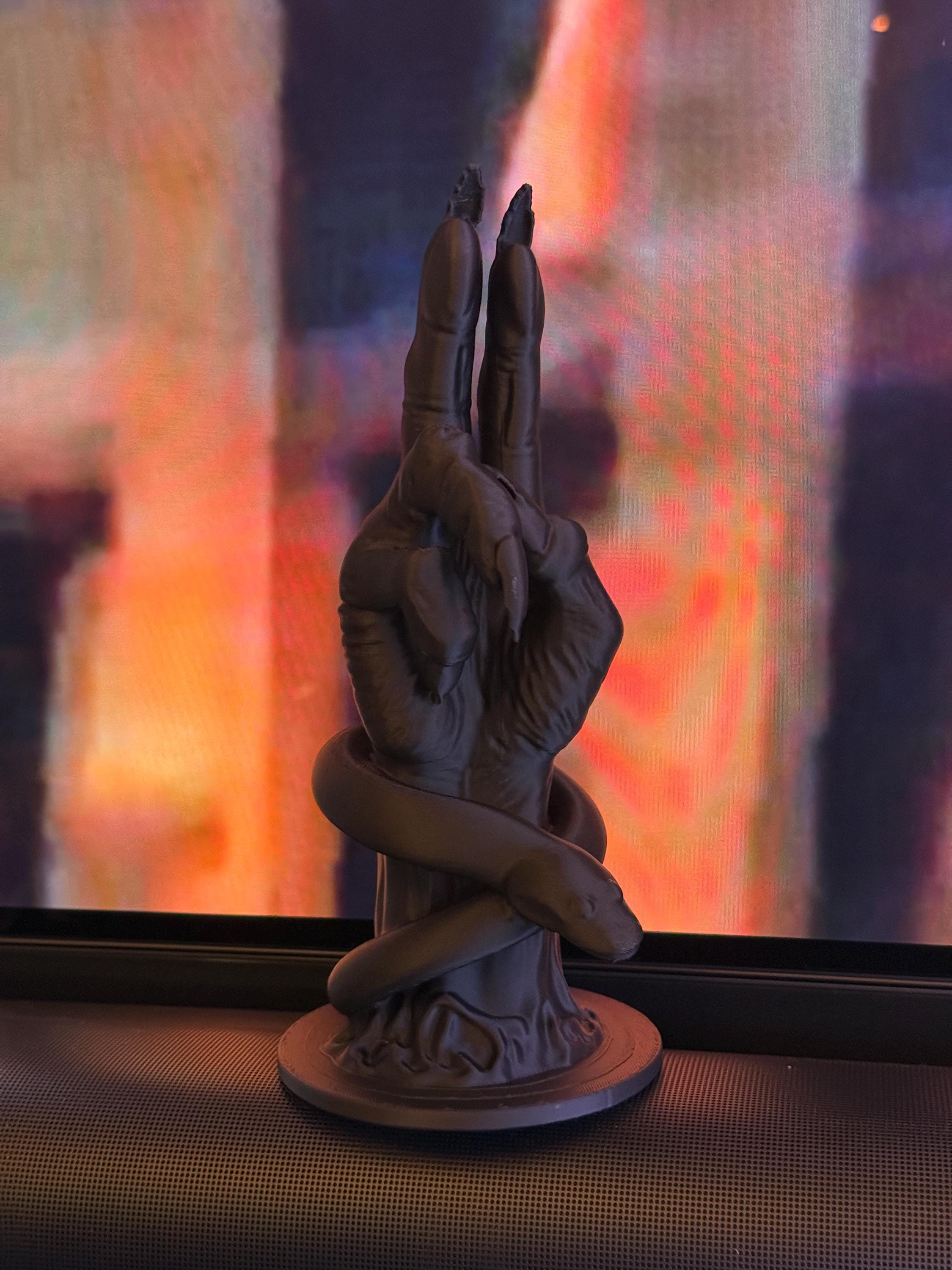 Baphomet Hand Statue with Serpent – Occult Home Decor | 3D Printed in Tokyo