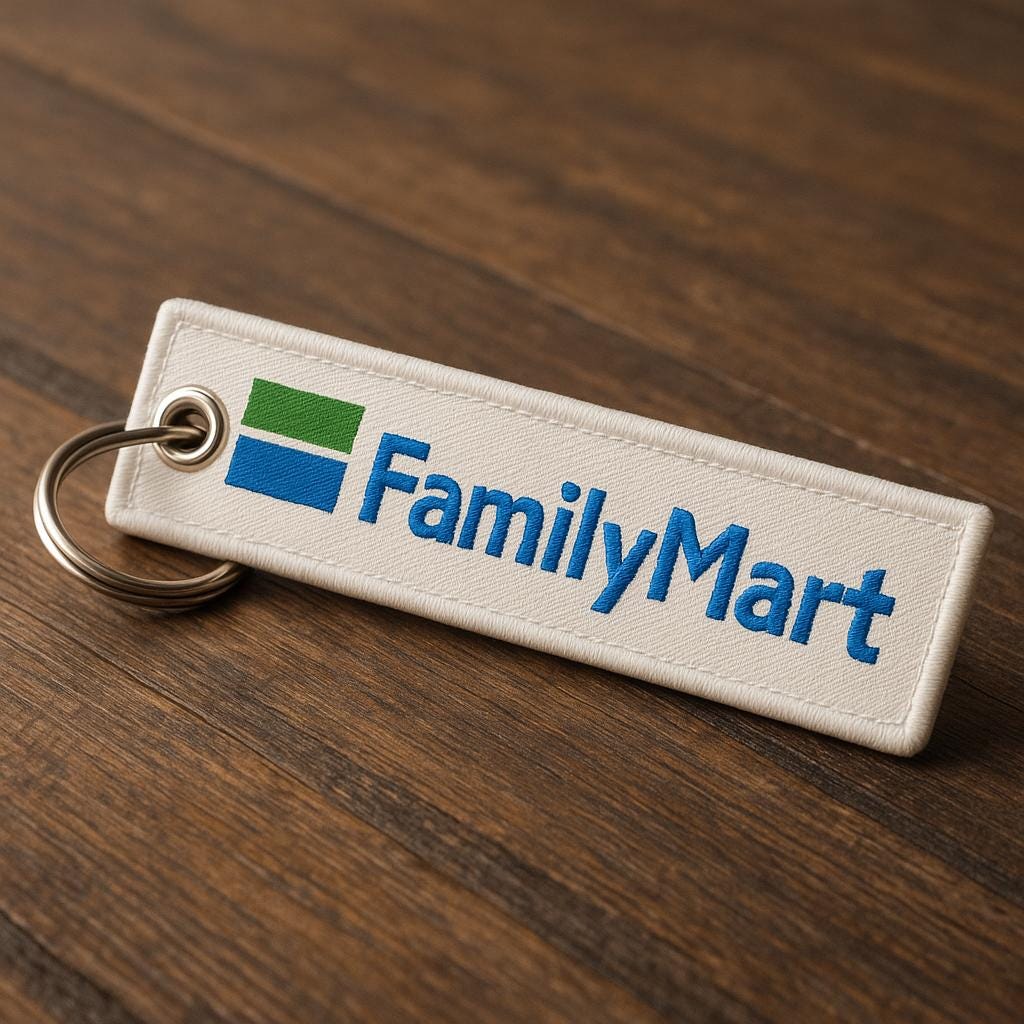 FamilyMart Embroidered Keychain – Japanese Konbini Retro Key Ring Collectible