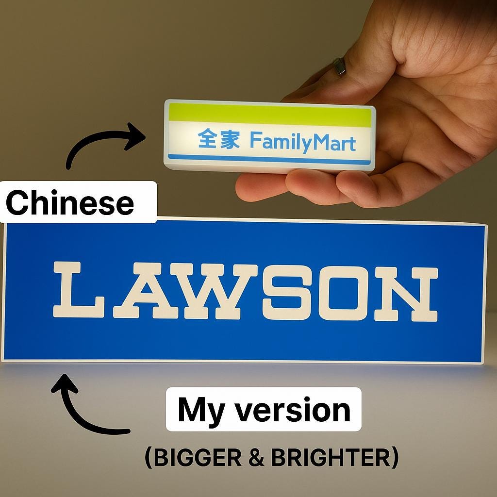 Family Mart Lightbox | 3D Printed Japanese Konbini Night Lamp | Retro Anime Decor | Cyberpunk Tokyo LED Sign