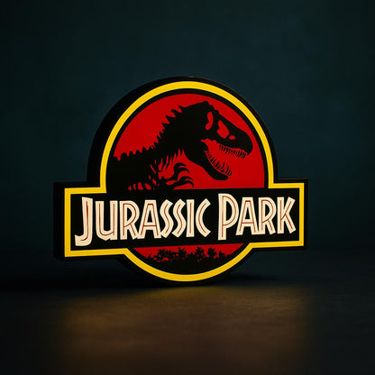 Jurassic Park LED Lightbox – Retro Movie Sign, Neon-Style Desk Lamp, Geek Room Gamer Decor, Sci-Fi Film Gift