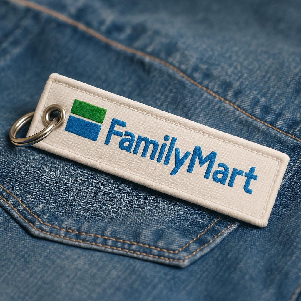 FamilyMart Embroidered Keychain – Japanese Konbini Retro Key Ring Collectible