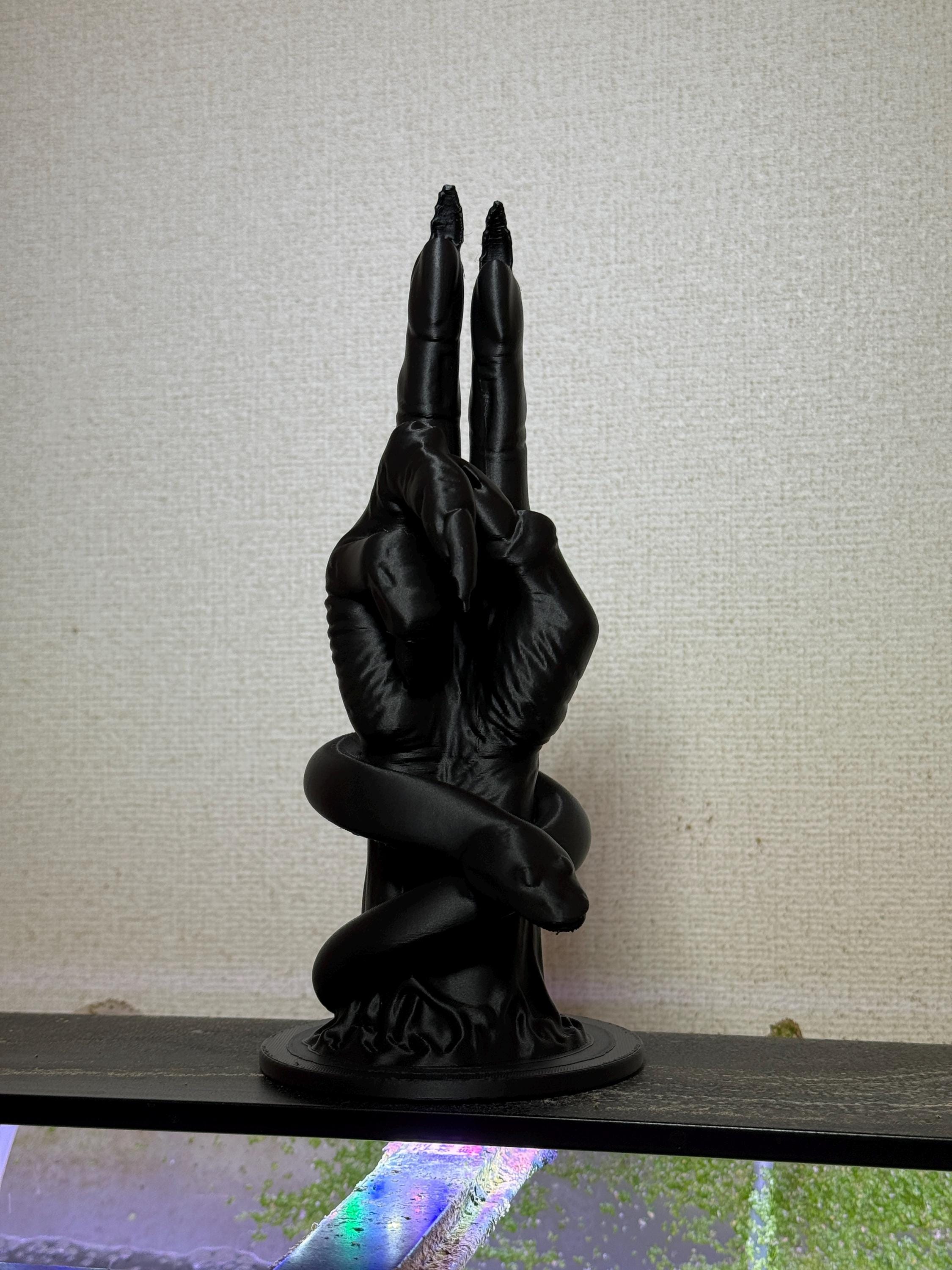 Baphomet Hand Statue with Serpent – Occult Home Decor | 3D Printed in Tokyo