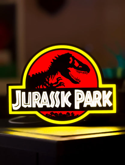 Jurassic Park LED Lightbox – Retro Movie Sign, Neon-Style Desk Lamp, Geek Room Gamer Decor, Sci-Fi Film Gift