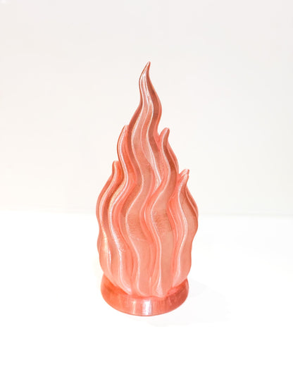 3D Printed Fire LED Lamp – Glowing Flame Night Light in Translucent PETG (Anime or Realistic Design)