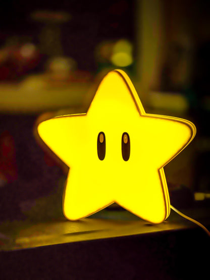 Mario Star Lightbox – Retro Gaming LED Lamp – Super Mario Bros Gift – Nerd Room Decor – Geeky Night Light