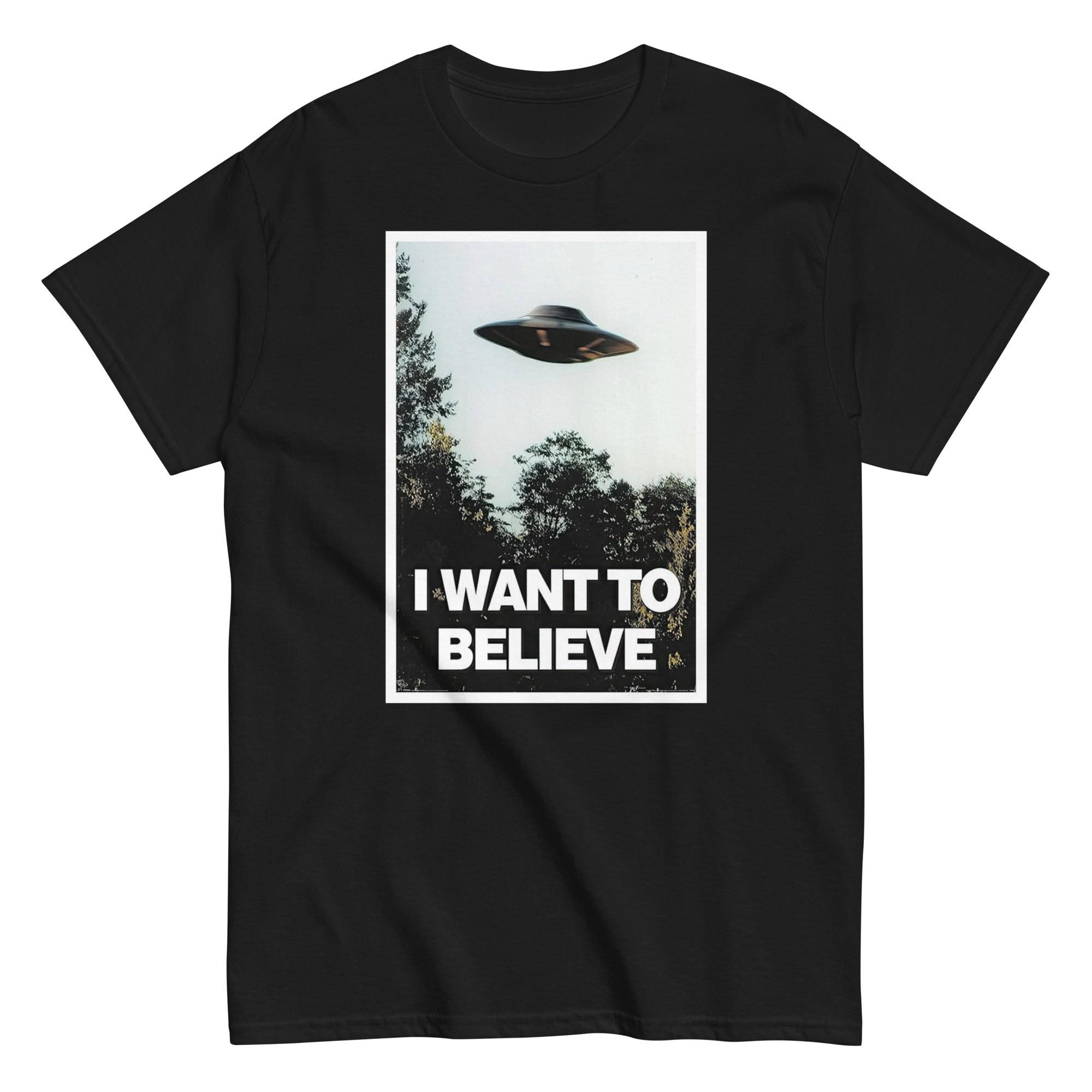 I Want to Believe T-Shirt — UFO Alien Graphic Tee | Retro X-Files Inspired Streetwear | Vintage Sci-Fi Design Printed in Tokyo