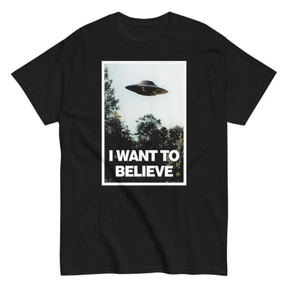 I Want to Believe T-Shirt — UFO Alien Graphic Tee | Retro X-Files Inspired Streetwear | Vintage Sci-Fi Design Printed in Tokyo