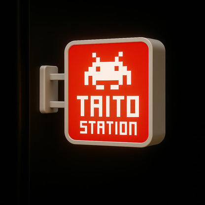 Taito Station Lightbox Magnet | Japanese Arcade Game Center Sign | NEW Release Retro Gamer Collectible