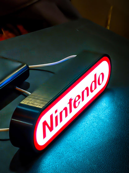 Nintendo Logo Lightbox | Retro LED Sign | USB Powered Night Lamp | Gamer Room & 80s 90s Gaming Decor