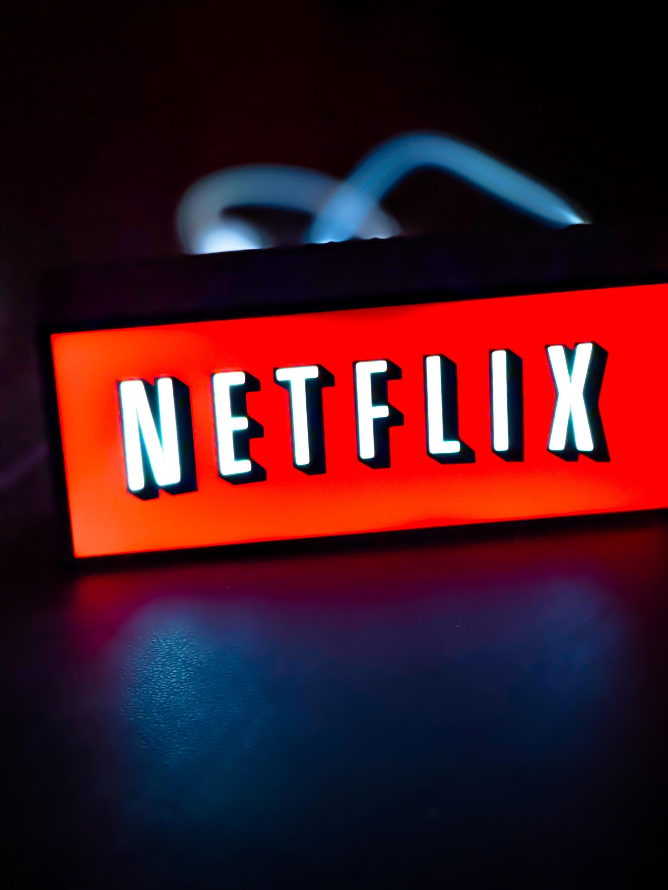 Netflix Logo Lightbox | Retro LED Sign | USB Powered Night Lamp | Gamer Room & Home Theater Decor