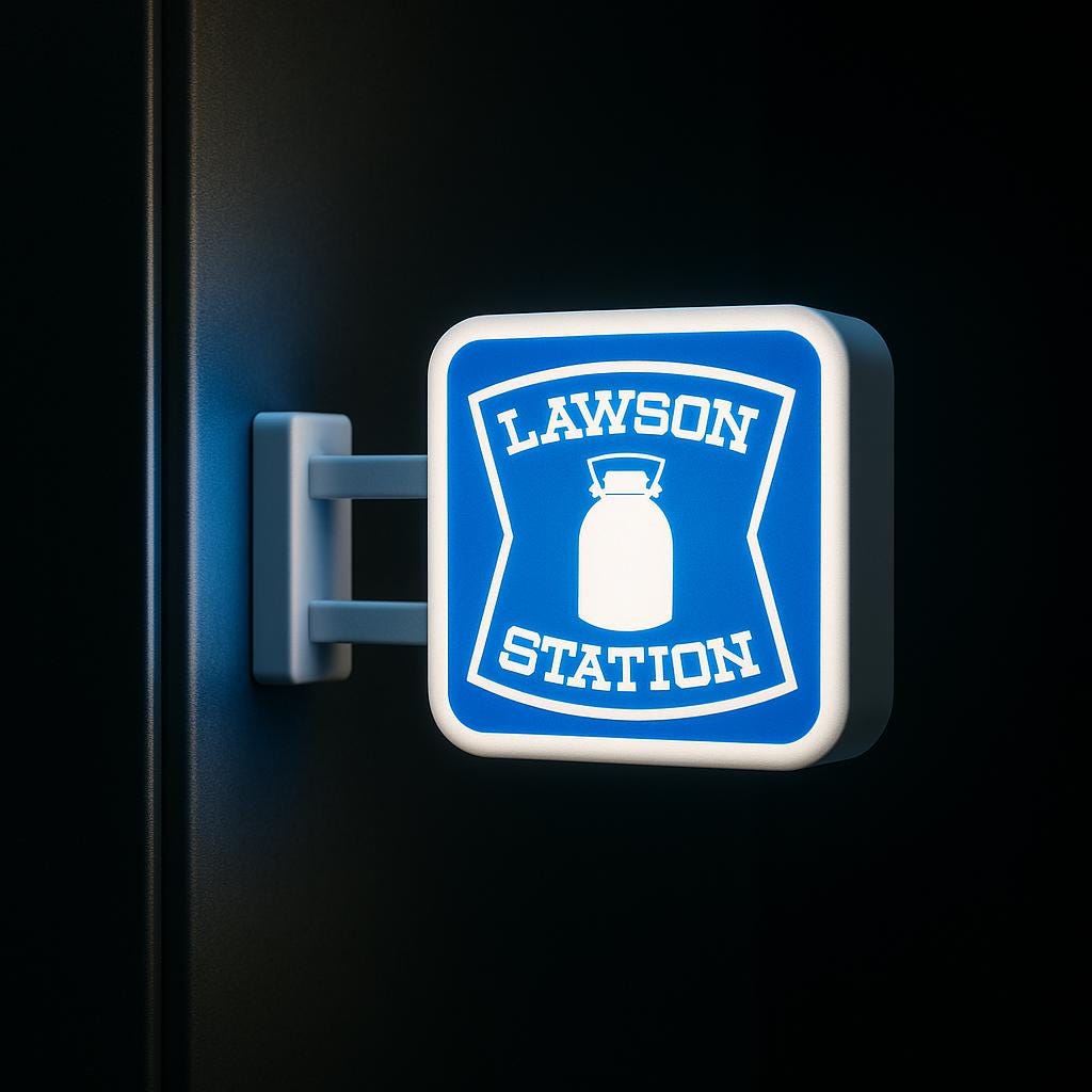 Lawson Station Fridge Magnet – LED Light Up Konbini Sign, Glowing Convenience Store Neon Magnet, Cute Japanese Refrigerator Decor