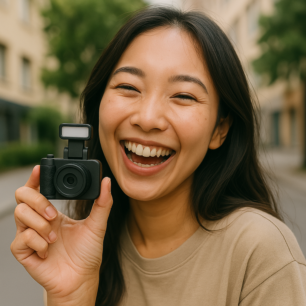 black retro digital camera with LCD screen