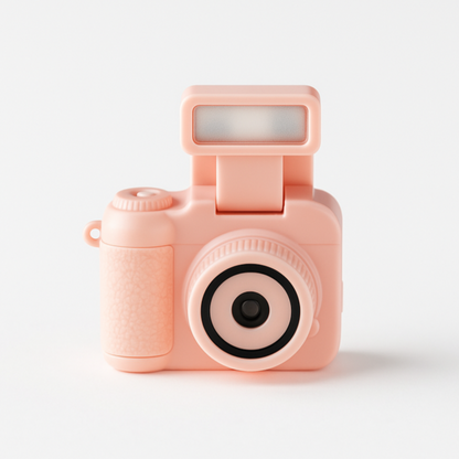 white retro digital camera with LCD screen