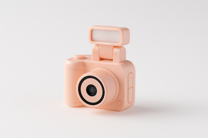 pink retro digital camera with LCD screen