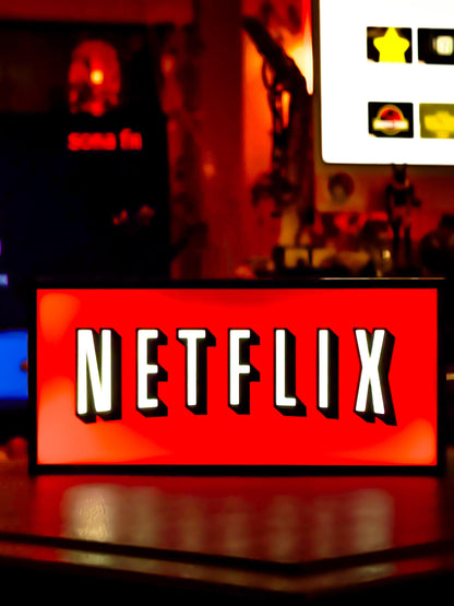 Netflix Logo Lightbox | Retro LED Sign | USB Powered Night Lamp | Gamer Room & Home Theater Decor