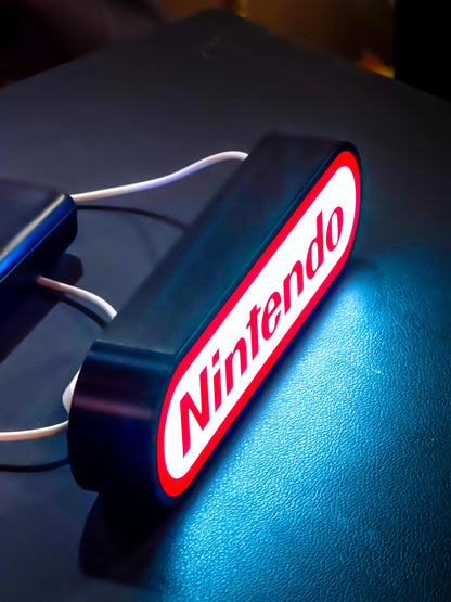 Nintendo Logo Lightbox | Retro LED Sign | USB Powered Night Lamp | Gamer Room & 80s 90s Gaming Decor