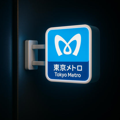 Tokyo Metro Fridge Magnet – LED Light Up Subway Sign, Glowing Japan Metro Mini Lightbox, Cute Japanese Train Station Decor