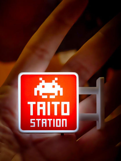 Taito Station Lightbox Magnet | Japanese Arcade Game Center Sign | NEW Release Retro Gamer Collectible